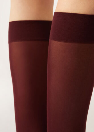 Calze al ginocchio in Microfiber semi-coprenti 30 denari