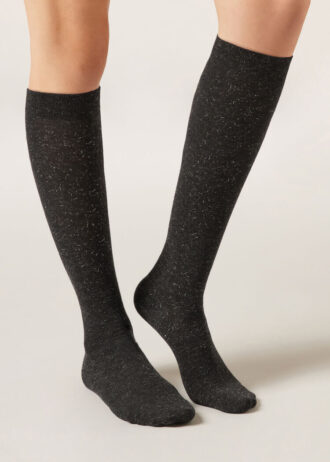 Calze lunghe glitterate con cashmere