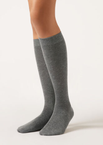 Calze lunghe glitterate con cashmere