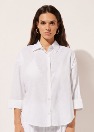 Camicia corta in lino e viscosa