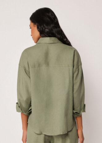 Camicia corta in lino e viscosa