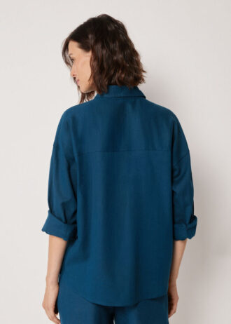 Camicia corta in lino e viscosa