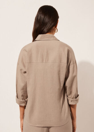 Camicia corta in lino e viscosa
