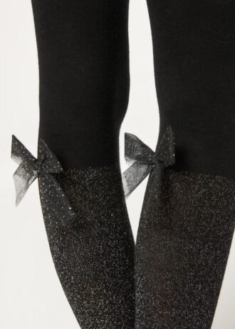 Collant in cotone effetto longuette da bambina