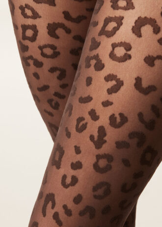 Collant velati 30 denari con stampa animalier