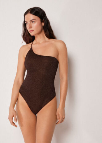 Costume da bagno monospalla Metallic Glow