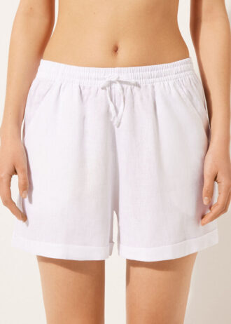 Pantaloncini in lino e viscosa