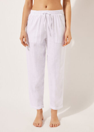 Pantaloni in lino e viscosa