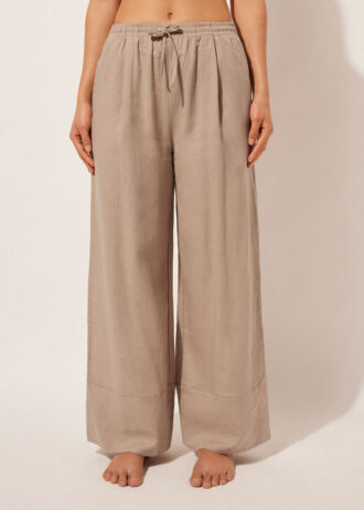 Pantaloni Palazzo in Lino e Viscosa