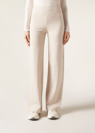 Pantaloni palazzo in misto cashmere