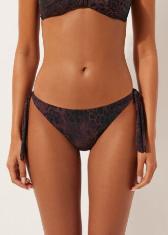 Slip bikini animalier scuro