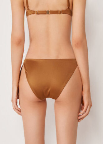 Slip bikini con laccetti laterali in raso lucido