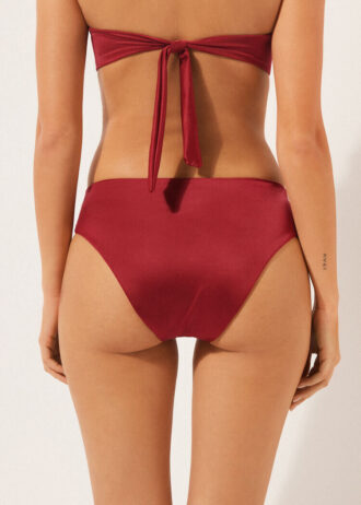 Slip da bagno a vita alta in raso lucido