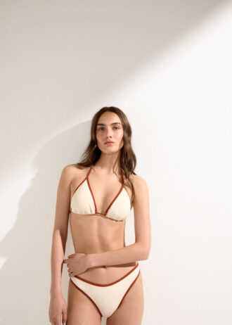 Top bikini a triangolo con bordino bicolore