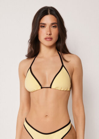 Top bikini a triangolo con bordino bicolore