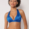 Top bikini a triangolo con imbottitura graduata in raso lucido