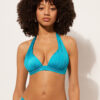 Top bikini a triangolo con imbottitura graduata in raso lucido
