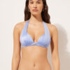 Top bikini a triangolo con imbottitura graduata in raso lucido