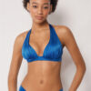 Top bikini a triangolo con imbottitura graduata in raso lucido