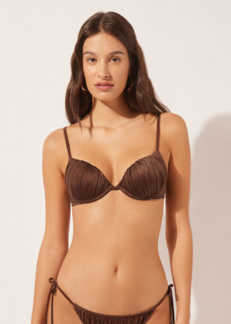 Top bikini push-up in raso lucido