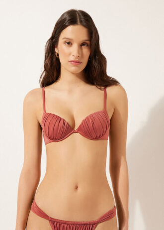 Top bikini push-up in raso lucido