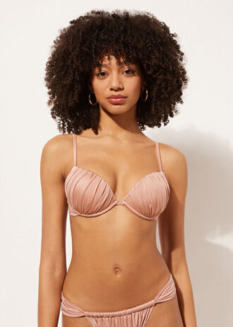 Top bikini push-up in raso lucido