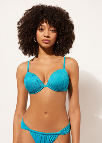 Top bikini push-up in raso lucido